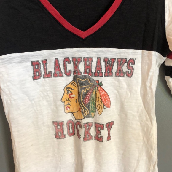 Distress blackhawks quarter sleeve top - Picture 2 of 7